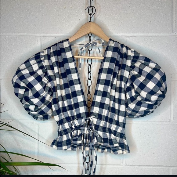 Psychic Outlaw - handmade graham short sleeve tablecloth top - women’s size S - Picture 4 of 4